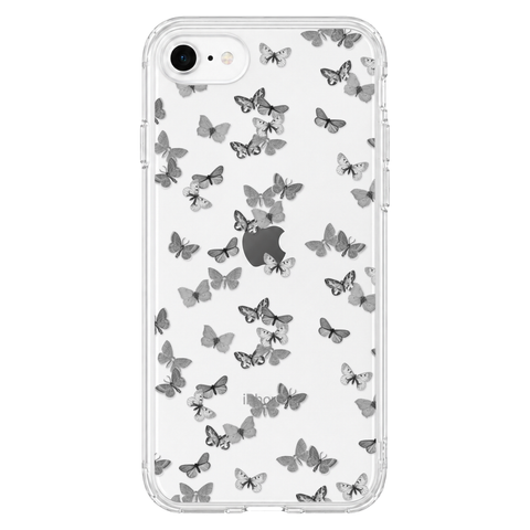 Minimalist Butterfly Clear Phone Case shown on iPhone 7/8