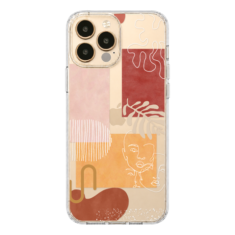 Modern Abstract Collage Clear Phone Case shown on iPhone 13 Pro Max