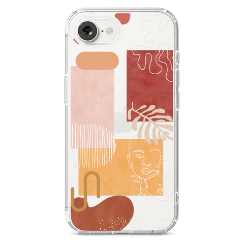 Modern Abstract Collage Clear Phone Case shown on iPhone 16e