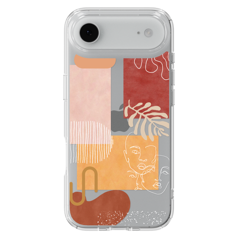 Modern Abstract Collage Clear Phone Case shown on iPhone 17 Air