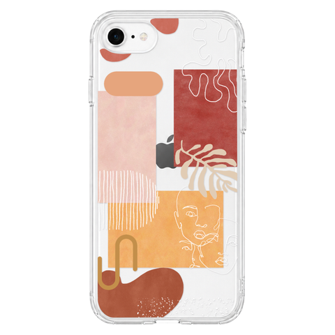 Modern Abstract Collage Clear Phone Case shown on iPhone 7/8