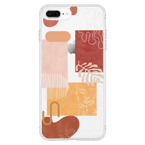 Modern Abstract Collage Clear Phone Case shown on iPhone 7 Plus/8 Plus