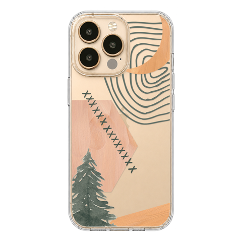 Modern Abstract Nature Collage Clear Phone Case shown on iPhone 13 Pro