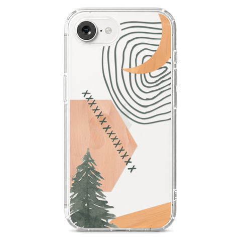 Modern Abstract Nature Collage Clear Phone Case shown on iPhone 16e
