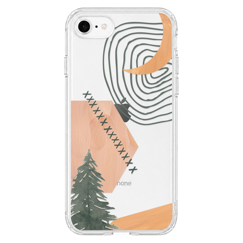 Modern Abstract Nature Collage Clear Phone Case shown on iPhone 7/8
