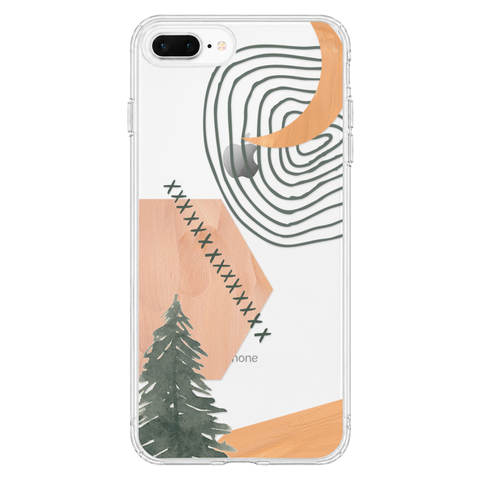Modern Abstract Nature Collage Clear Phone Case shown on iPhone 7 Plus/8 Plus