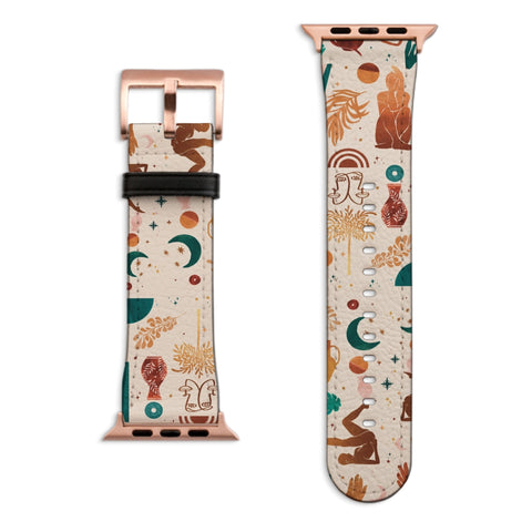 Modern Boho Mid Century Apple Watch Band with Matte Rose Gold hardware