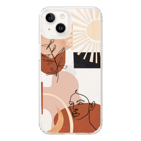 Modern Line Art Collage Clear Phone Case shown on iPhone 13