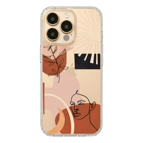 Modern Line Art Collage Clear Phone Case shown on iPhone 13 Pro