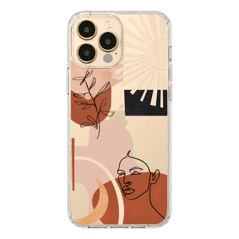 Modern Line Art Collage Clear Phone Case shown on iPhone 13 Pro Max