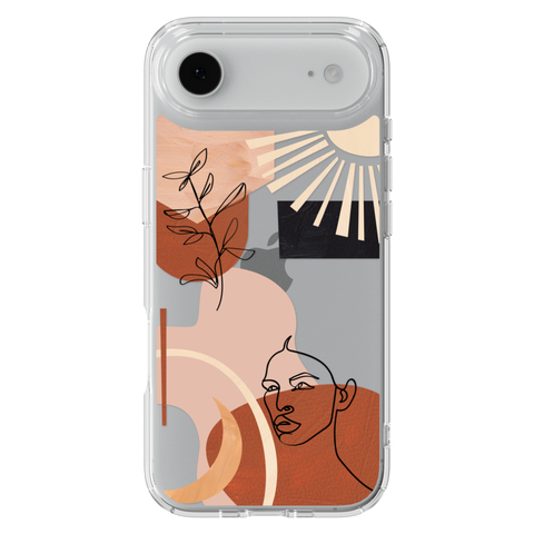 Modern Line Art Collage Clear Phone Case shown on iPhone 17 Air