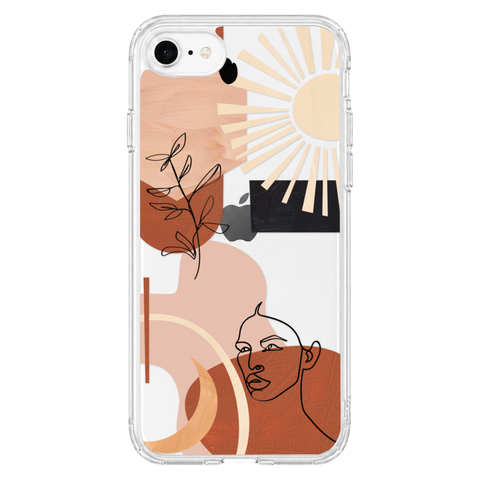 Modern Line Art Collage Clear Phone Case shown on iPhone 7/8