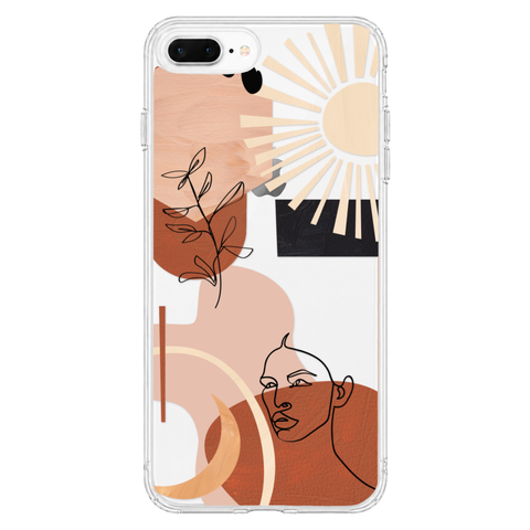 Modern Line Art Collage Clear Phone Case shown on iPhone 7 Plus/8 Plus
