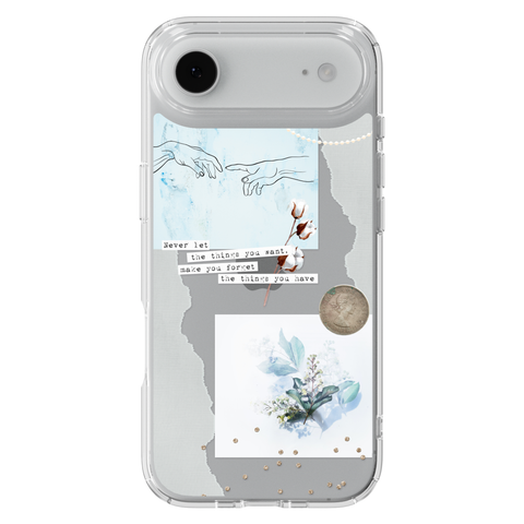 Pale Blue Butterfly Scraps Clear Phone Case shown on iPhone 17 Air