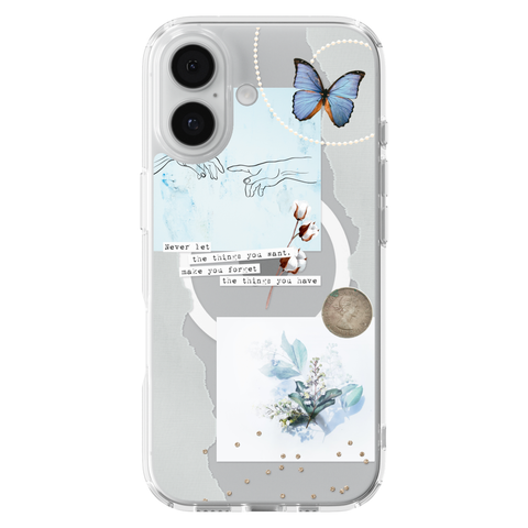 Pale Blue Butterfly Scraps Clear Phone Case on iPhone 17 Clear MagSafe case