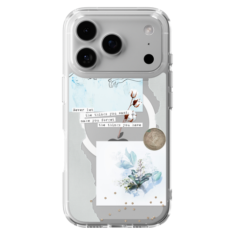 Pale Blue Butterfly Scraps Clear Phone Case on iPhone 17 Pro Clear MagSafe case