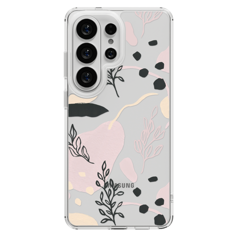 Pale Modern Shapes Clear Phone Case shown on Galaxy S26 Ultra