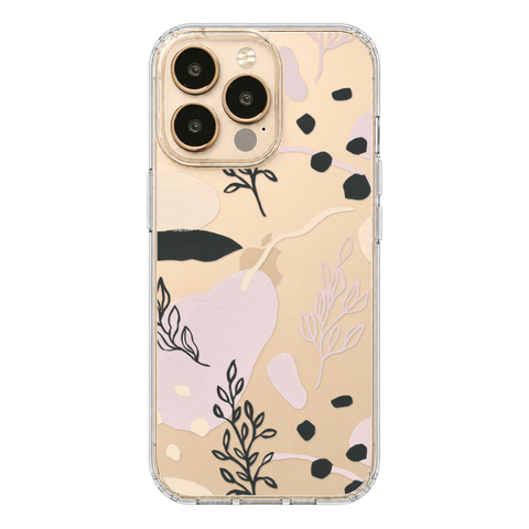 Pale Modern Shapes Clear Phone Case shown on iPhone 13 Pro