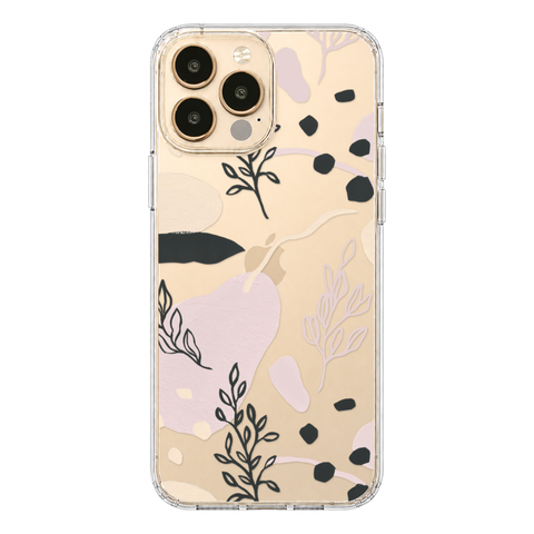 Pale Modern Shapes Clear Phone Case shown on iPhone 13 Pro Max