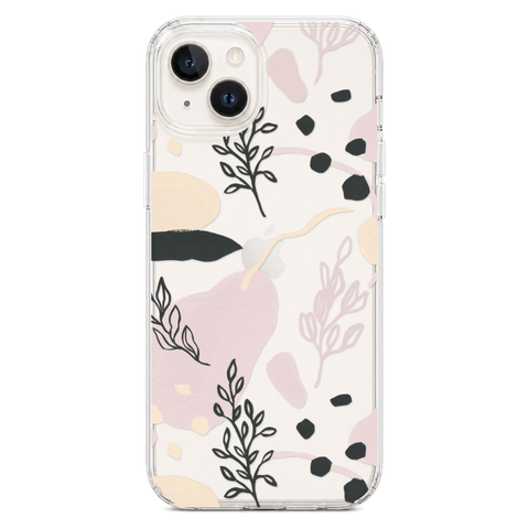 Pale Modern Shapes Clear Phone Case shown on iPhone 14 Plus