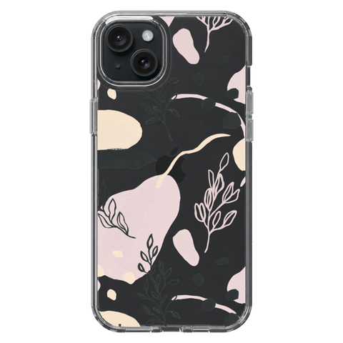 Pale Modern Shapes Clear Phone Case shown on iPhone 15 Plus