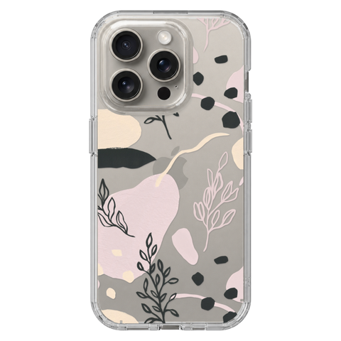Pale Modern Shapes Clear Phone Case shown on iPhone 15 Pro