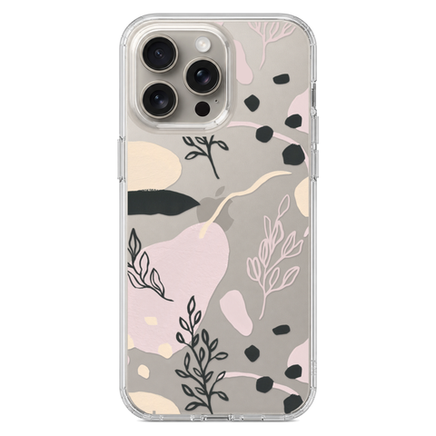 Pale Modern Shapes Clear Phone Case shown on iPhone 15 Pro Max