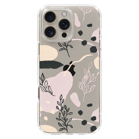 Pale Modern Shapes Clear Phone Case shown on iPhone 16 Pro