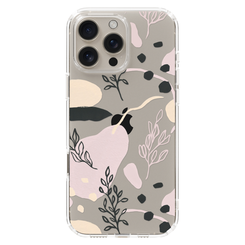 Pale Modern Shapes Clear Phone Case shown on iPhone 16 Pro Max