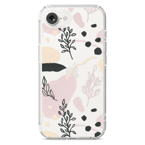 Pale Modern Shapes Clear Phone Case shown on iPhone 16e