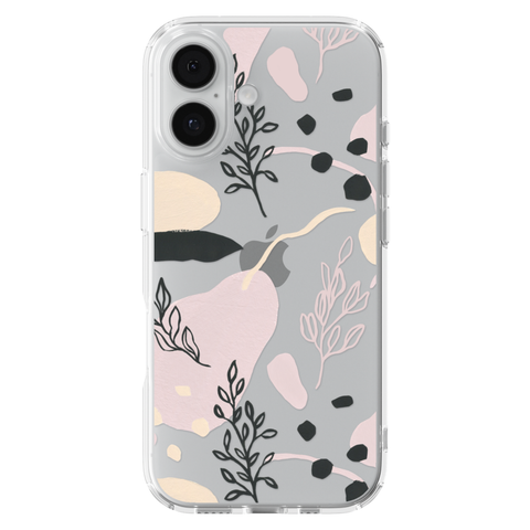 Pale Modern Shapes Clear Phone Case shown on iPhone 17