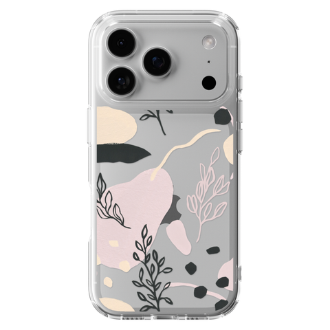 Pale Modern Shapes Clear Phone Case shown on iPhone 17 Pro
