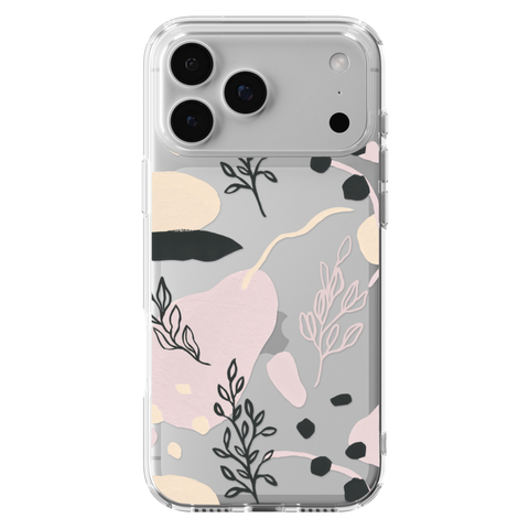 Pale Modern Shapes Clear Phone Case shown on iPhone 17 Pro Max