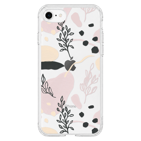 Pale Modern Shapes Clear Phone Case shown on iPhone SE [2020/2022]