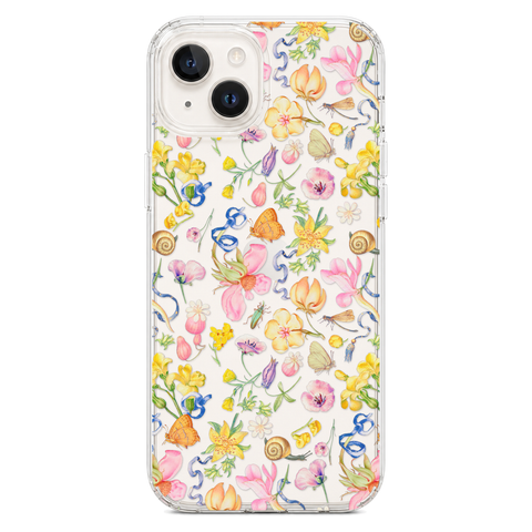 Pastel Garden Party Phone Case For iPhone 17 16 15 14 13 7 8 SE Galaxy S26 S25 shown on iPhone 14 Plus
