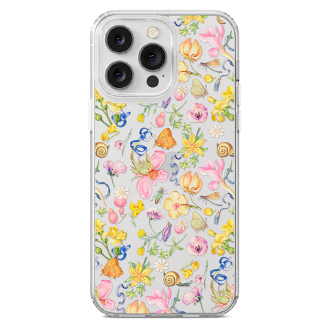 Pastel Garden Party Phone Case For iPhone 17 16 15 14 13 7 8 SE Galaxy S26 S25 shown on iPhone 14 Pro Max