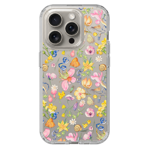 Pastel Garden Party Phone Case For iPhone 17 16 15 14 13 7 8 SE Galaxy S26 S25 shown on iPhone 15 Pro