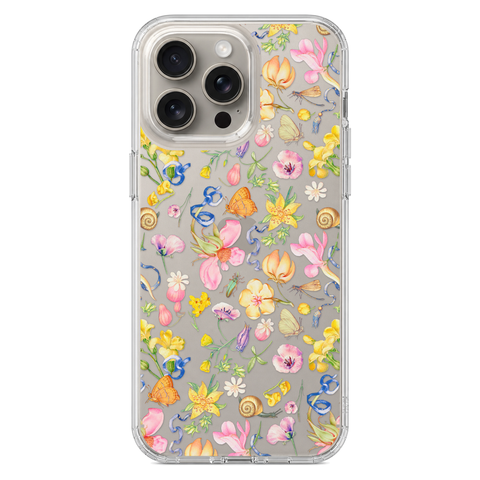 Pastel Garden Party Phone Case For iPhone 17 16 15 14 13 7 8 SE Galaxy S26 S25 shown on iPhone 15 Pro Max
