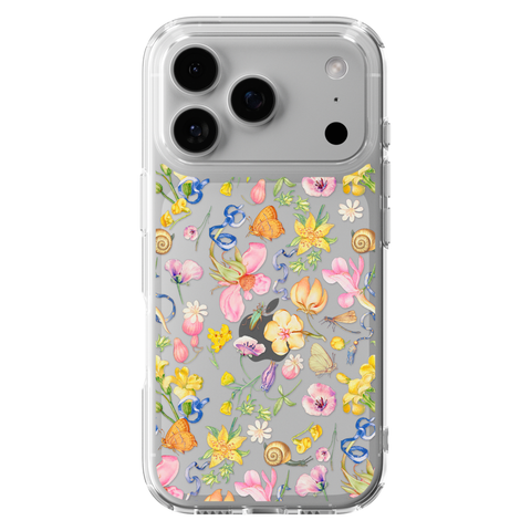 Pastel Garden Party Phone Case For iPhone 17 16 15 14 13 7 8 SE Galaxy S26 S25 shown on iPhone 17 Pro