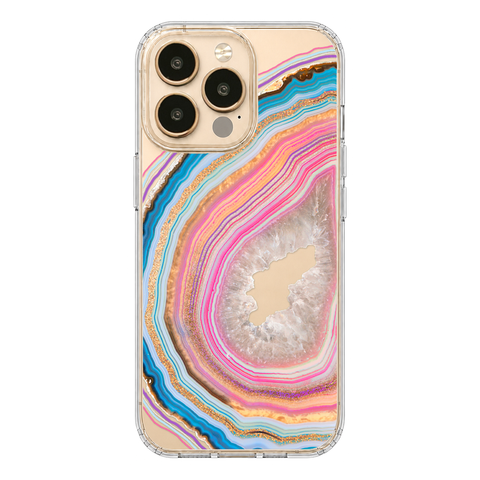 Pastel Geode Clear Phone Case shown on iPhone 13 Pro