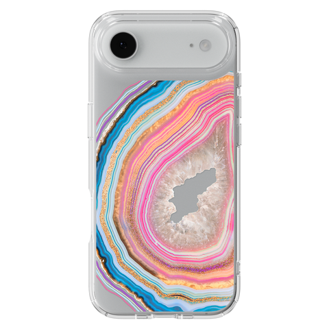Pastel Geode Clear Phone Case shown on iPhone 17 Air