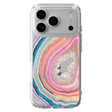 Pastel Geode Clear Phone Case shown on iPhone 17 Pro