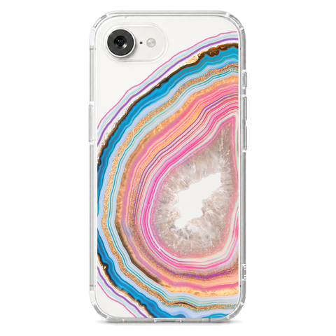 Pastel Geode Clear Phone Case shown on iPhone 17e