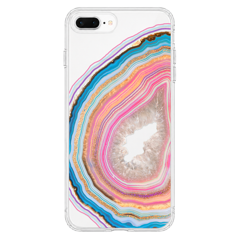 Pastel Geode Clear Phone Case shown on iPhone 7 Plus/8 Plus