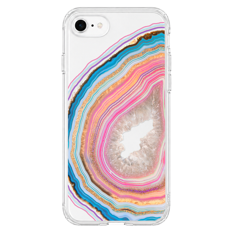 Pastel Geode Clear Phone Case shown on iPhone SE [2020/2022]
