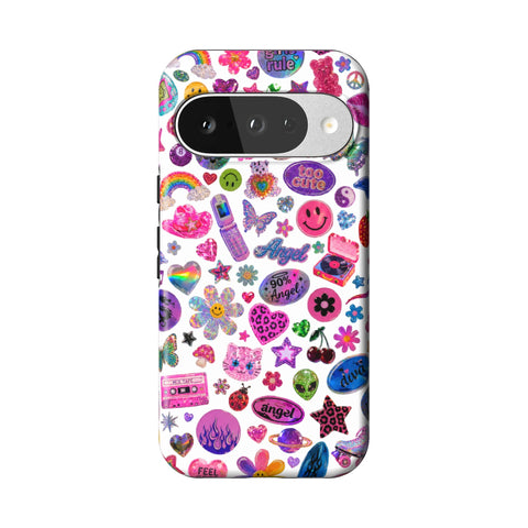 White Y2K Stickers Print Tough Phone Case for Pixel 10