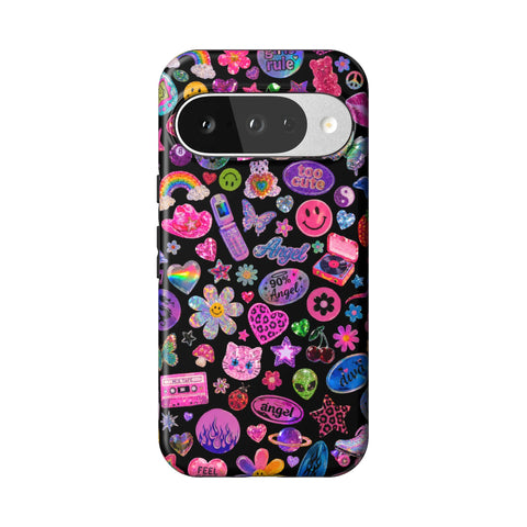 Black Y2K Stickers Print Tough Phone Case for Pixel 10