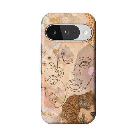 Line Art Faces Collage Tough Phone Case for Pixel 10