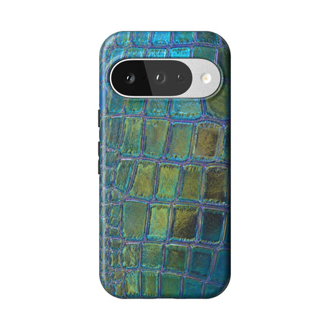 Teal Crocodile Print Tough Phone Case for Pixel 10