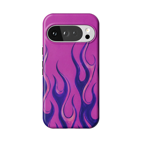 Purple Flames Y2K Tough Phone Case for Pixel 10 Pro